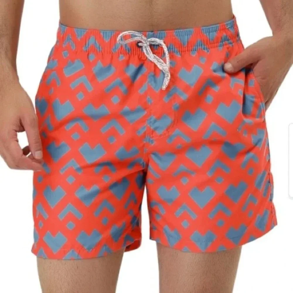 Lars Amadeus Geometric Swim Trunks  36